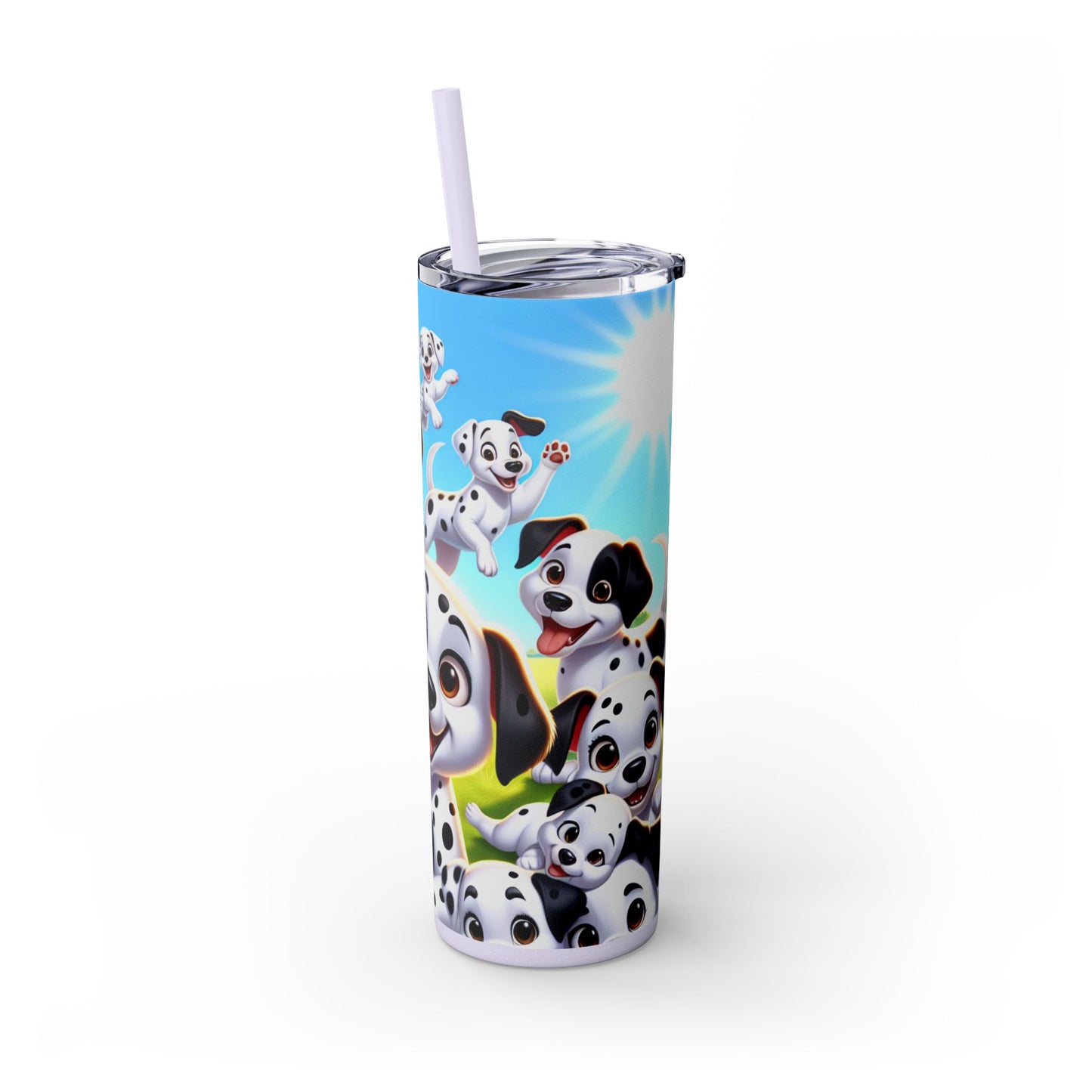 Dalmatian Skinny Tumbler with Straw, 20oz