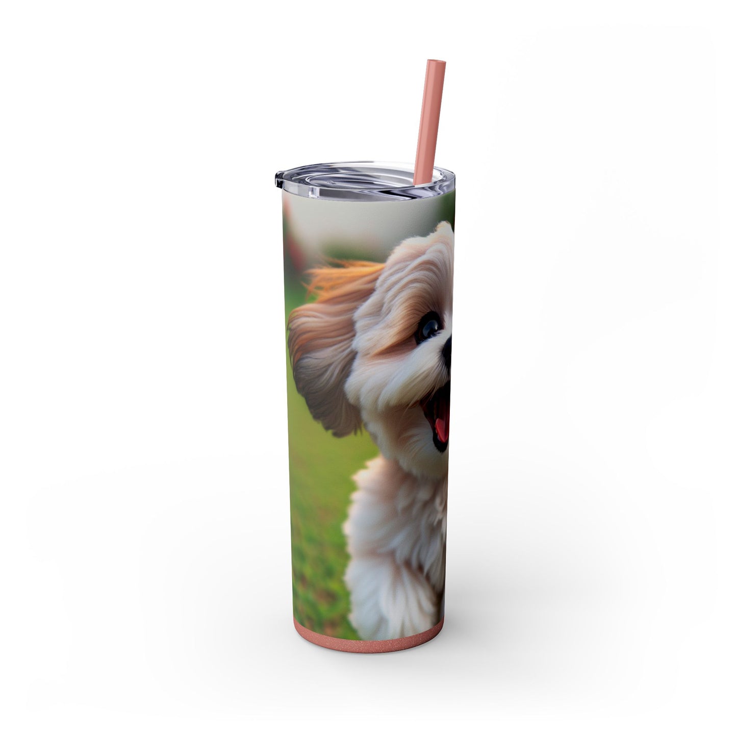 Shih-poo Skinny Tumbler with Straw, 20oz