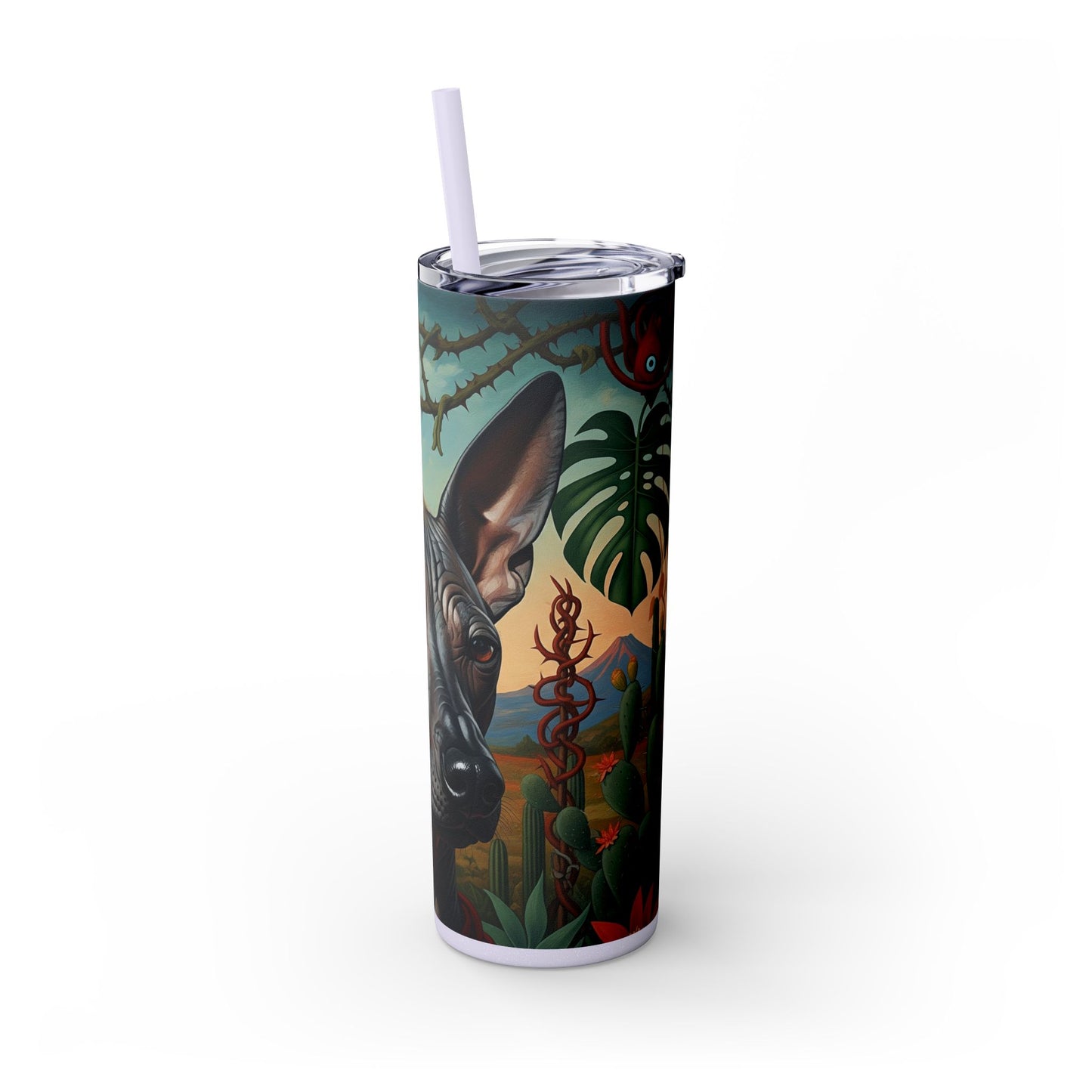Xoloitzcuintli Skinny Tumbler with Straw, 20oz