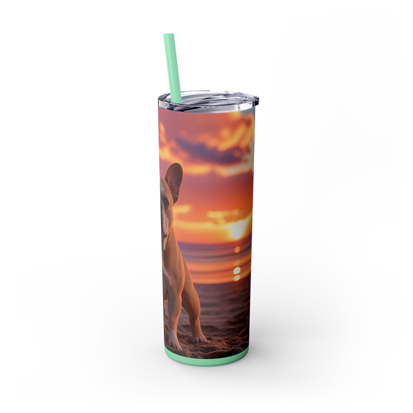 French Bulldog Love Skinny Tumbler with Straw, 20oz