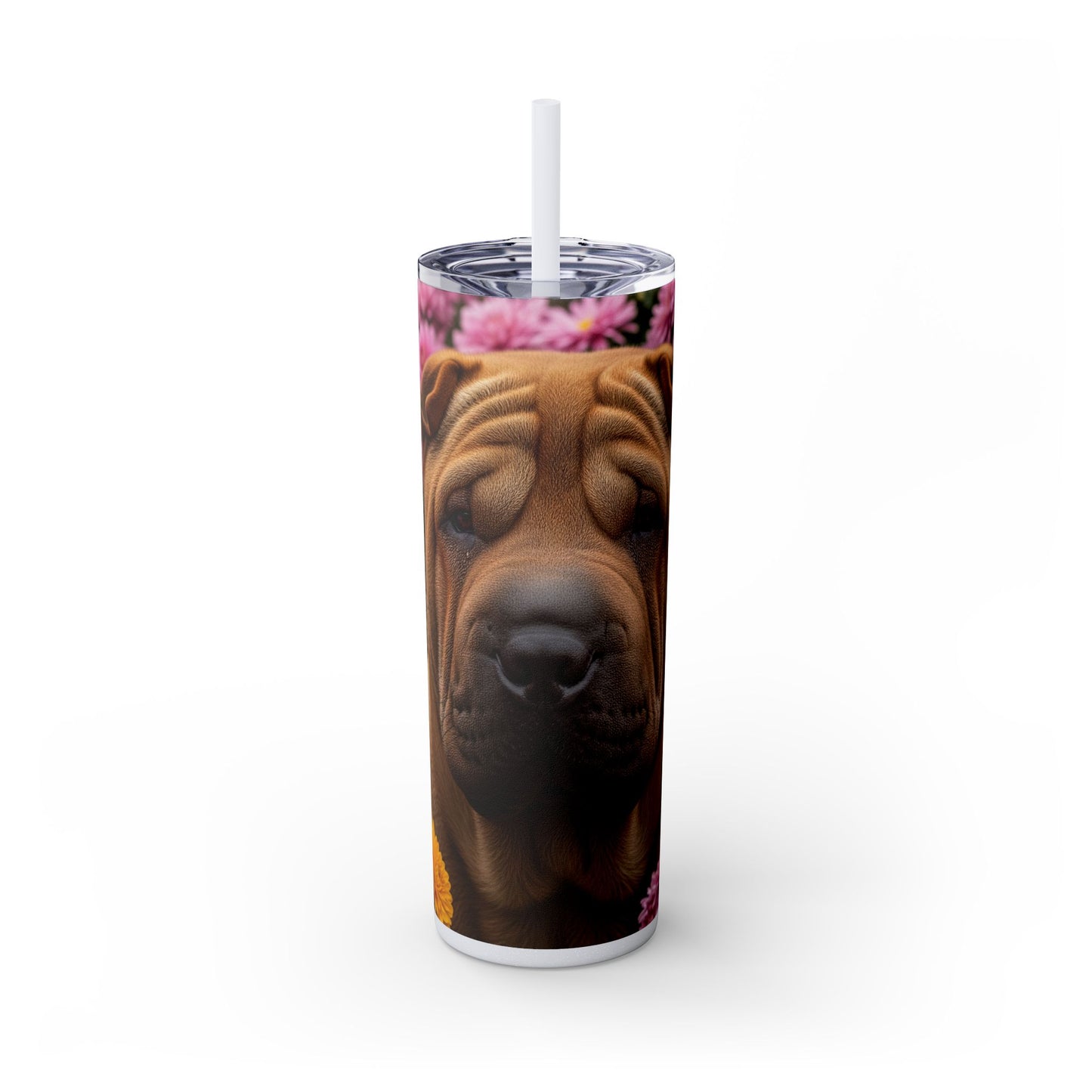Shar-Pei Skinny Tumbler with Straw, 20oz