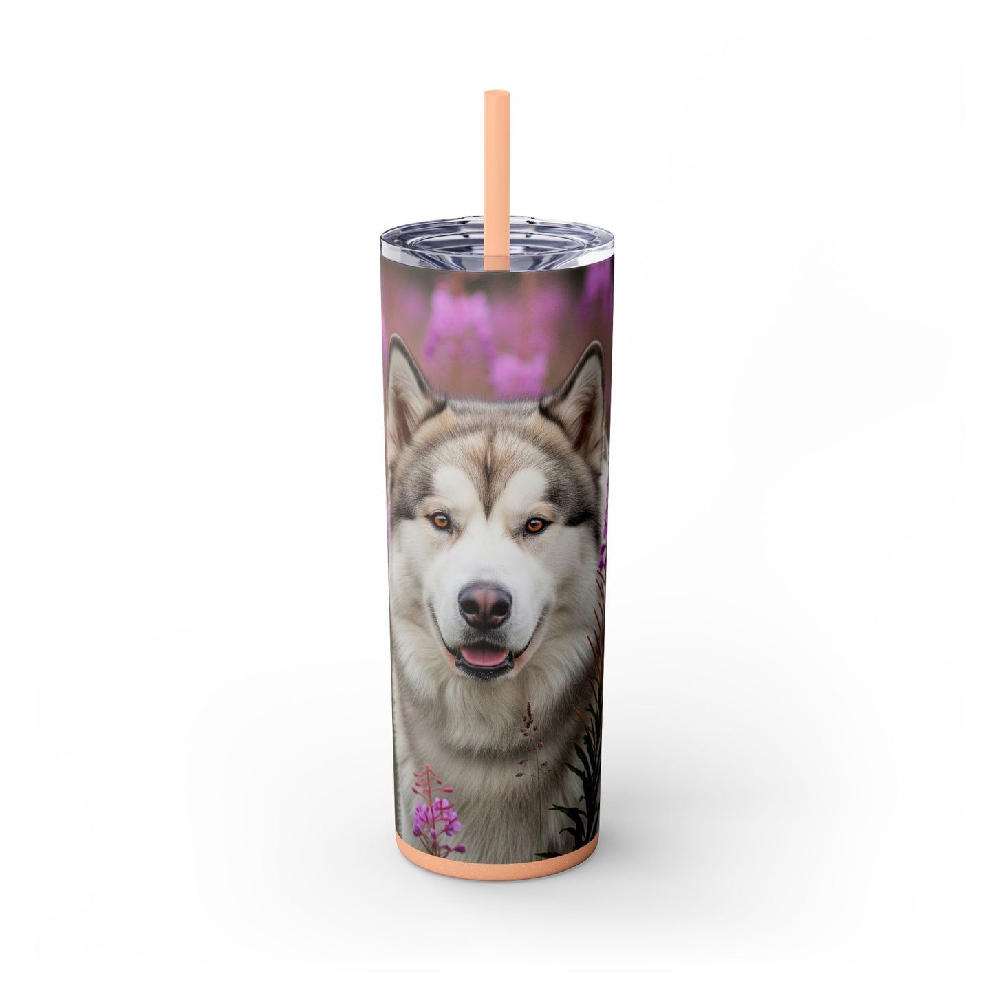 Alaskan Malamute Skinny Tumbler with Straw, 20oz