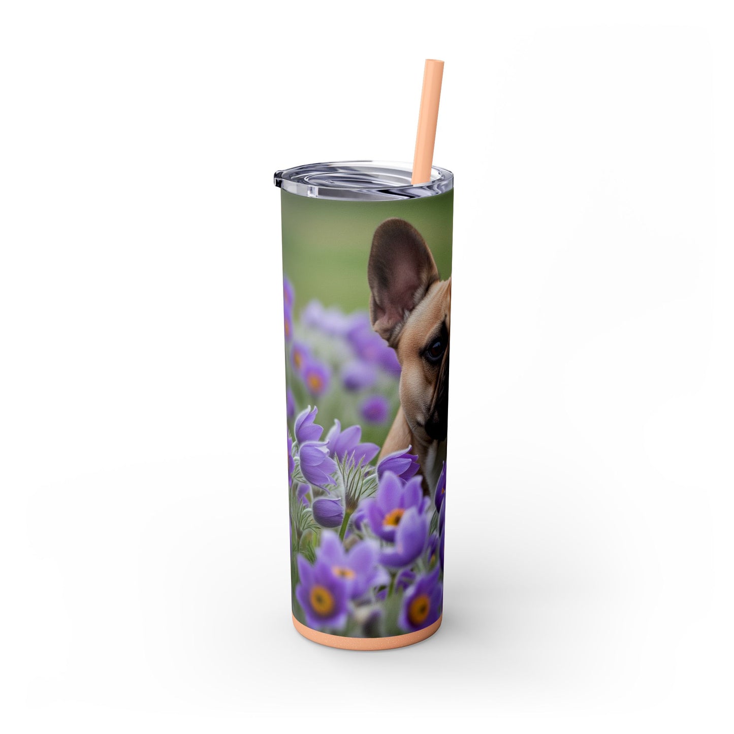 French Bulldog Skinny Tumbler with Straw, 20oz