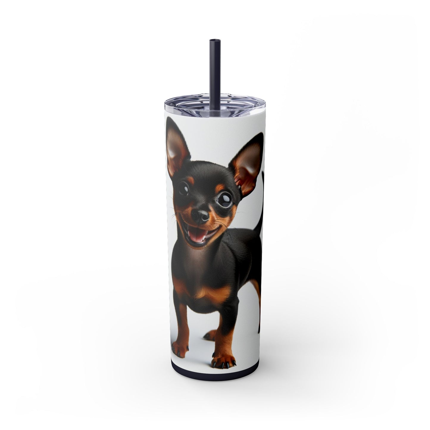 Miniature Pinscher Skinny Tumbler with Straw, 20oz