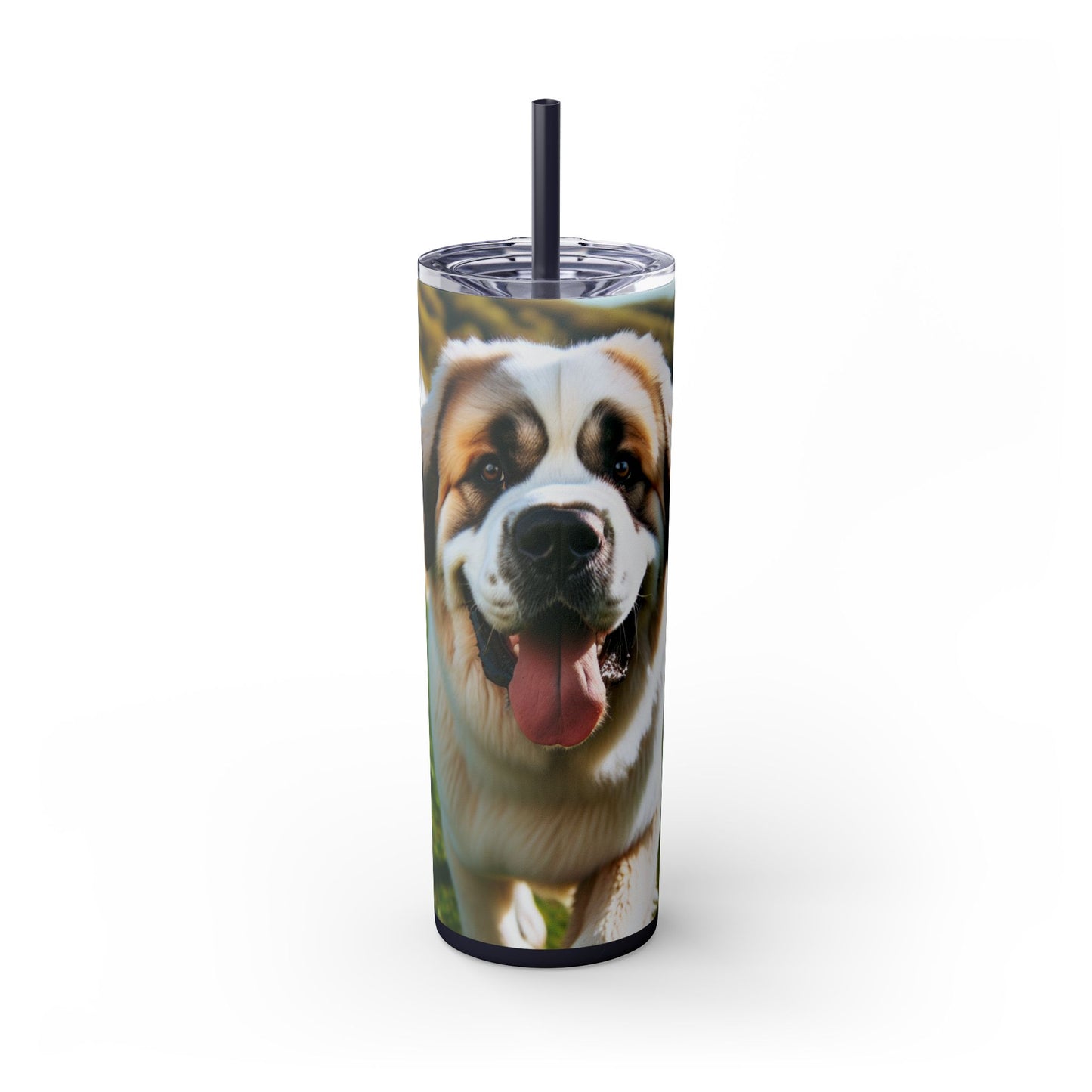Pyrenean Mastiff Skinny Tumbler with Straw, 20oz