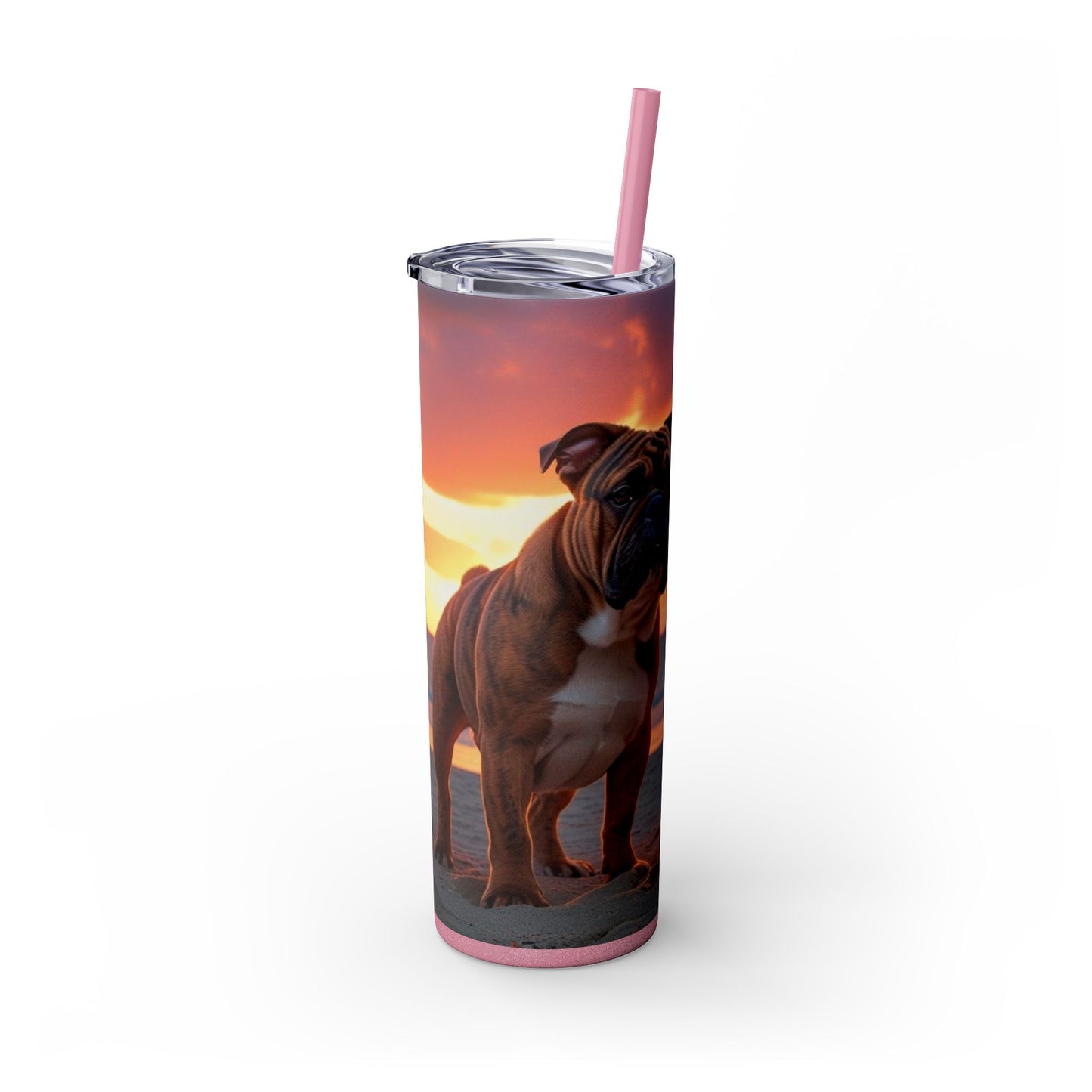 Bulldog Love Skinny Tumbler with Straw, 20oz