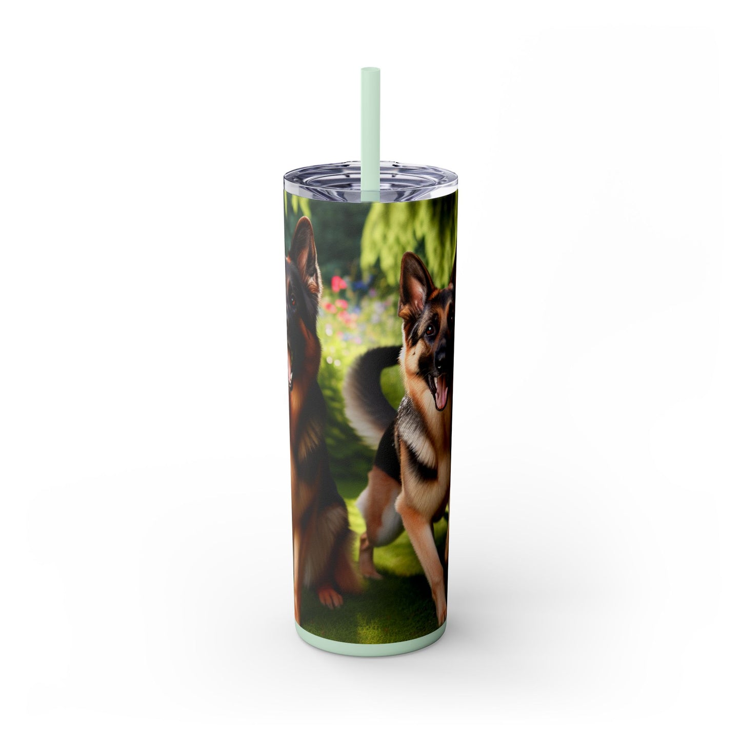 German Shepherd Skinny Tumbler with Straw, 20oz