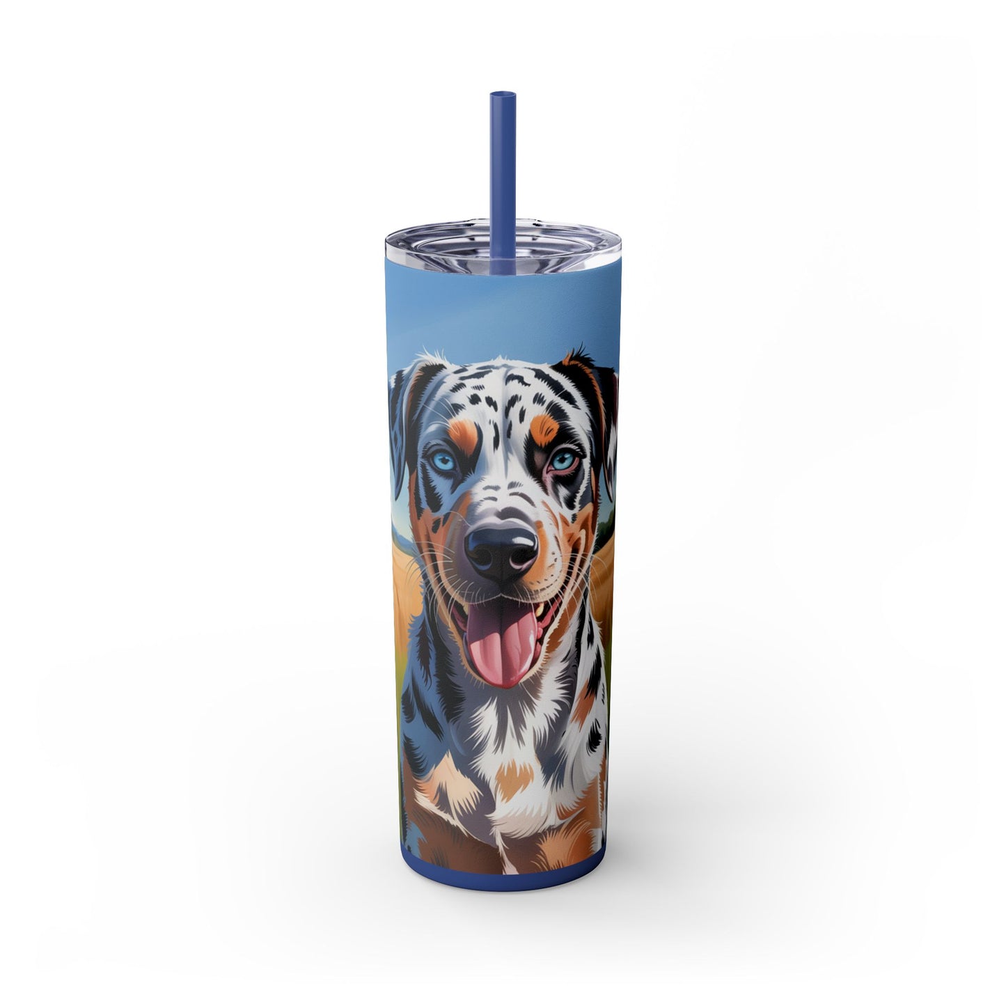 Catahoula Leopard Dog Skinny Tumbler with Straw, 20oz