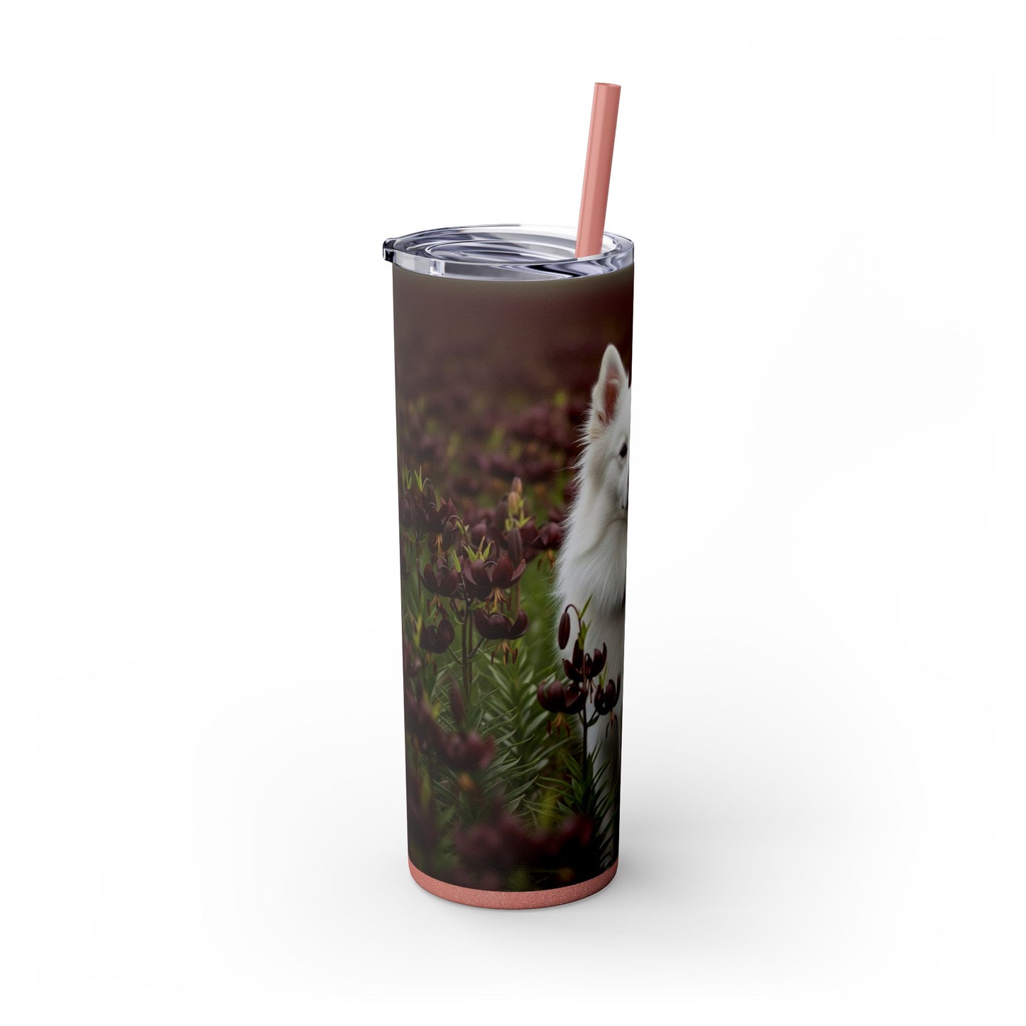 American Eskimo Dog Skinny Tumbler with Straw, 20oz