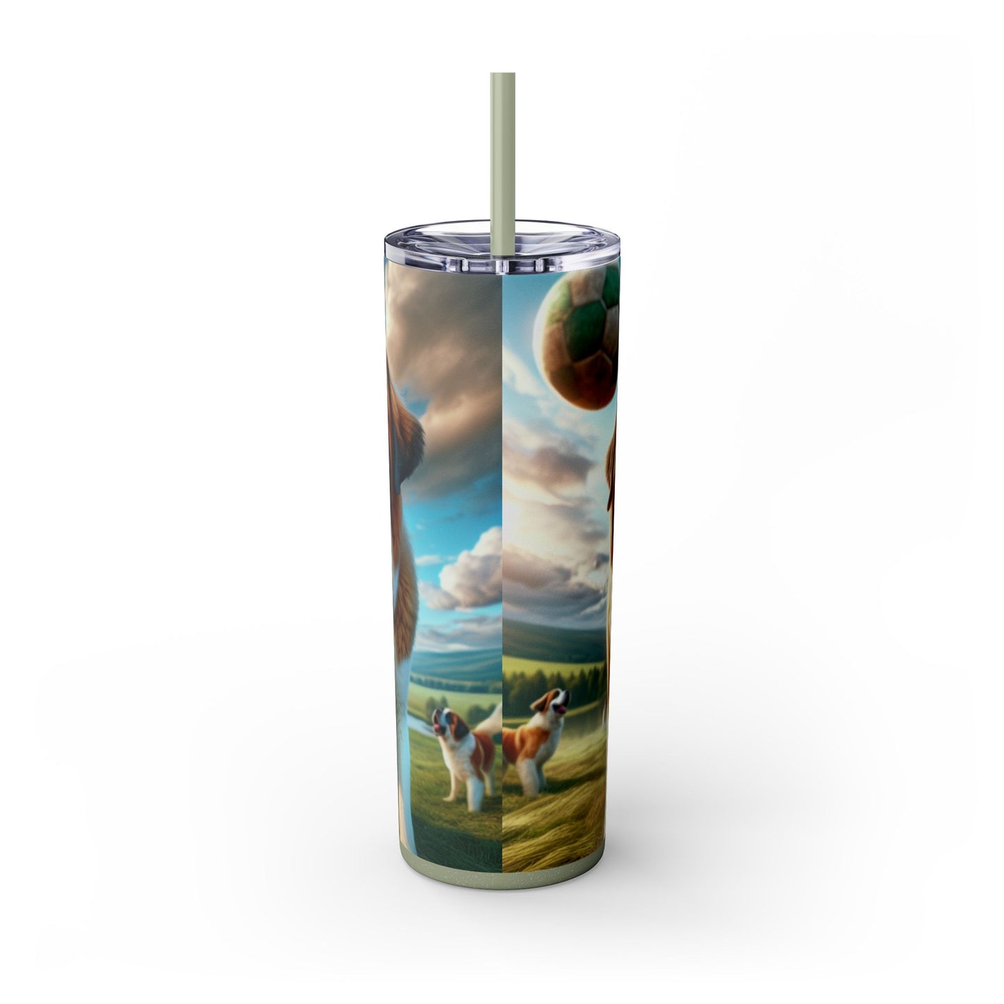 Saint Bernard Skinny Tumbler with Straw, 20oz