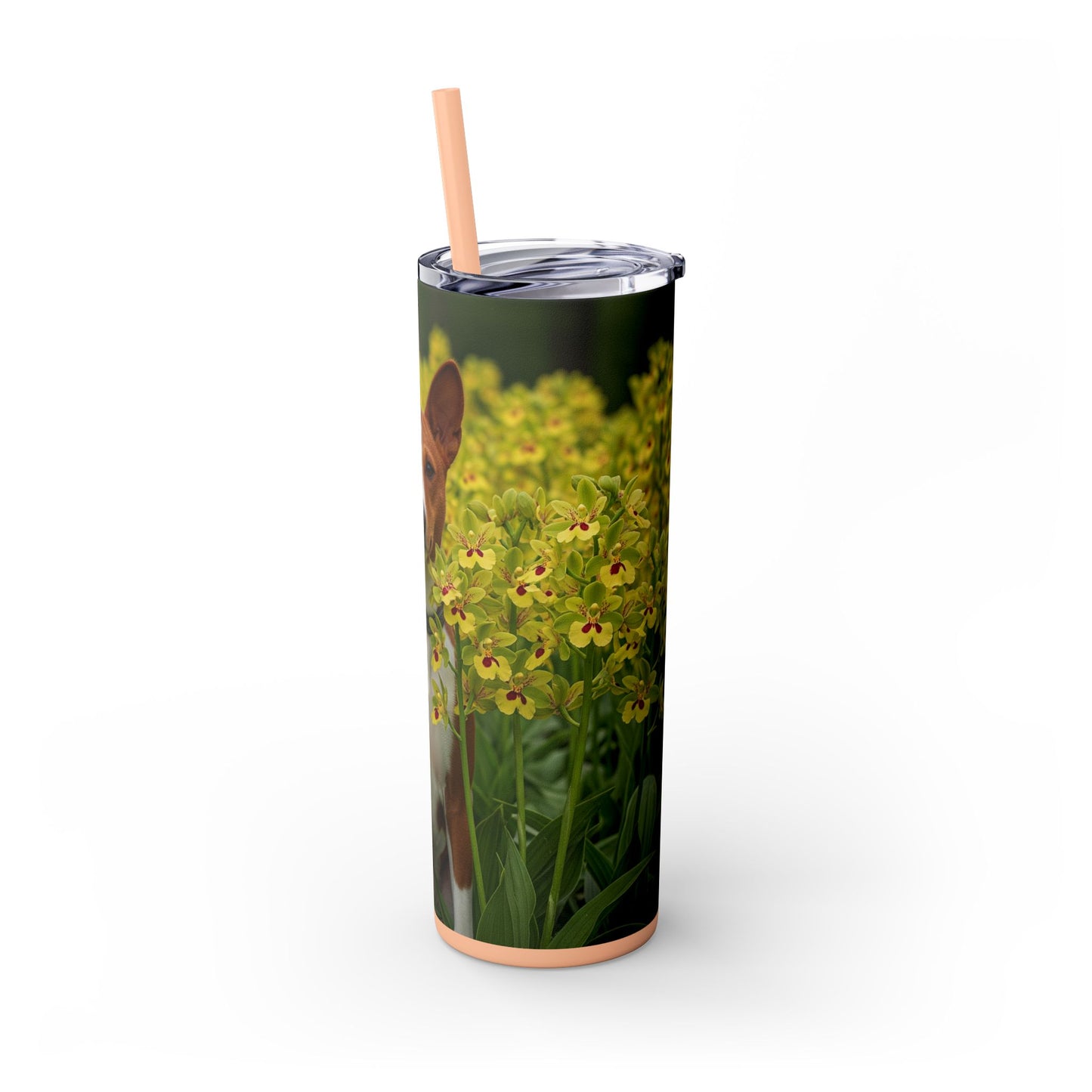 Basenji Skinny Tumbler with Straw, 20oz