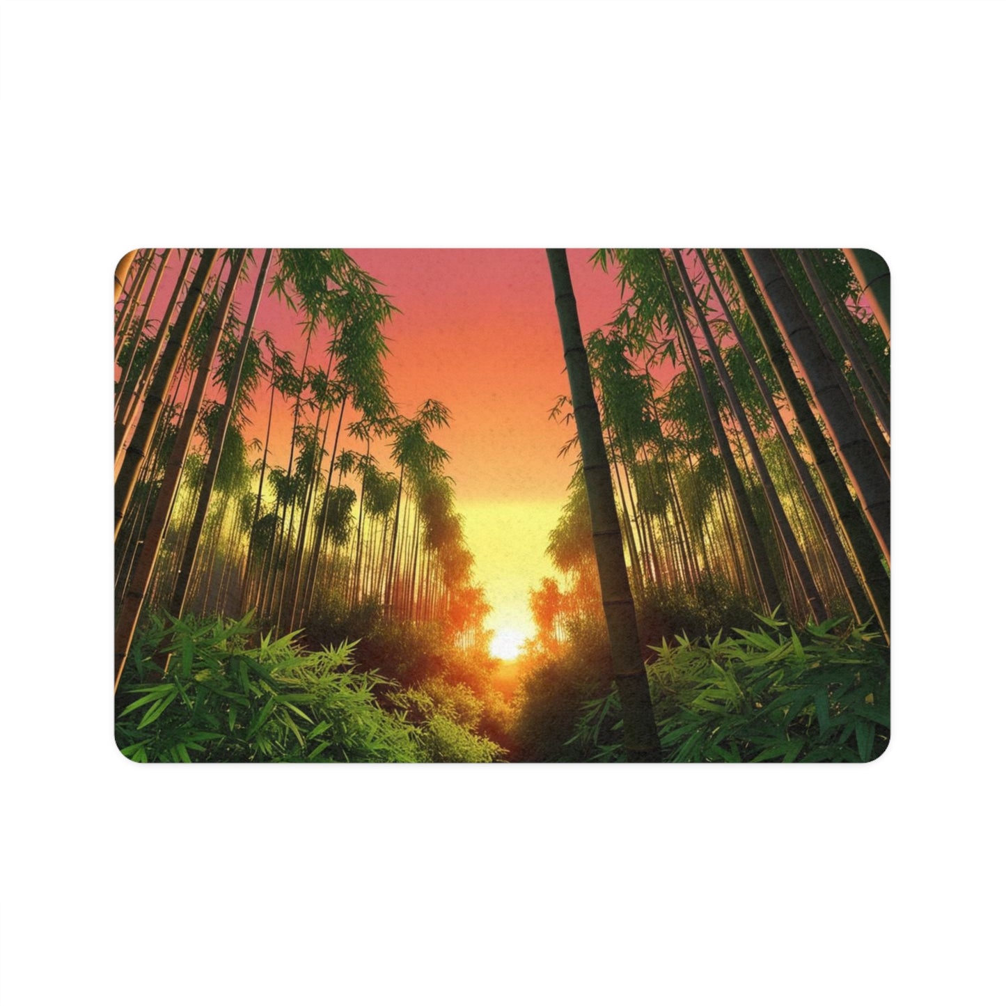Pet Food Mat (12x18) - Bamboo Forest Sunrise