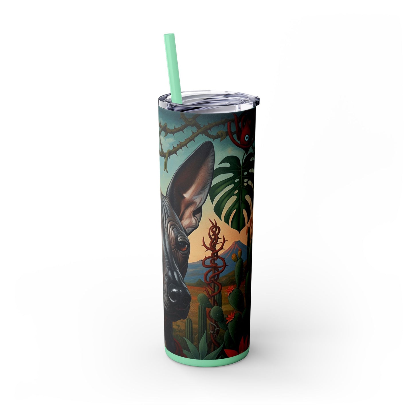Xoloitzcuintli Skinny Tumbler with Straw, 20oz