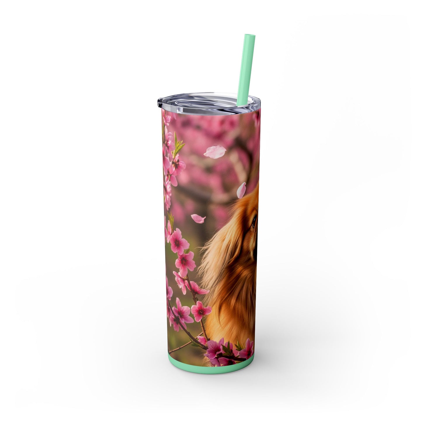 Pekingese Skinny Tumbler with Straw, 20oz