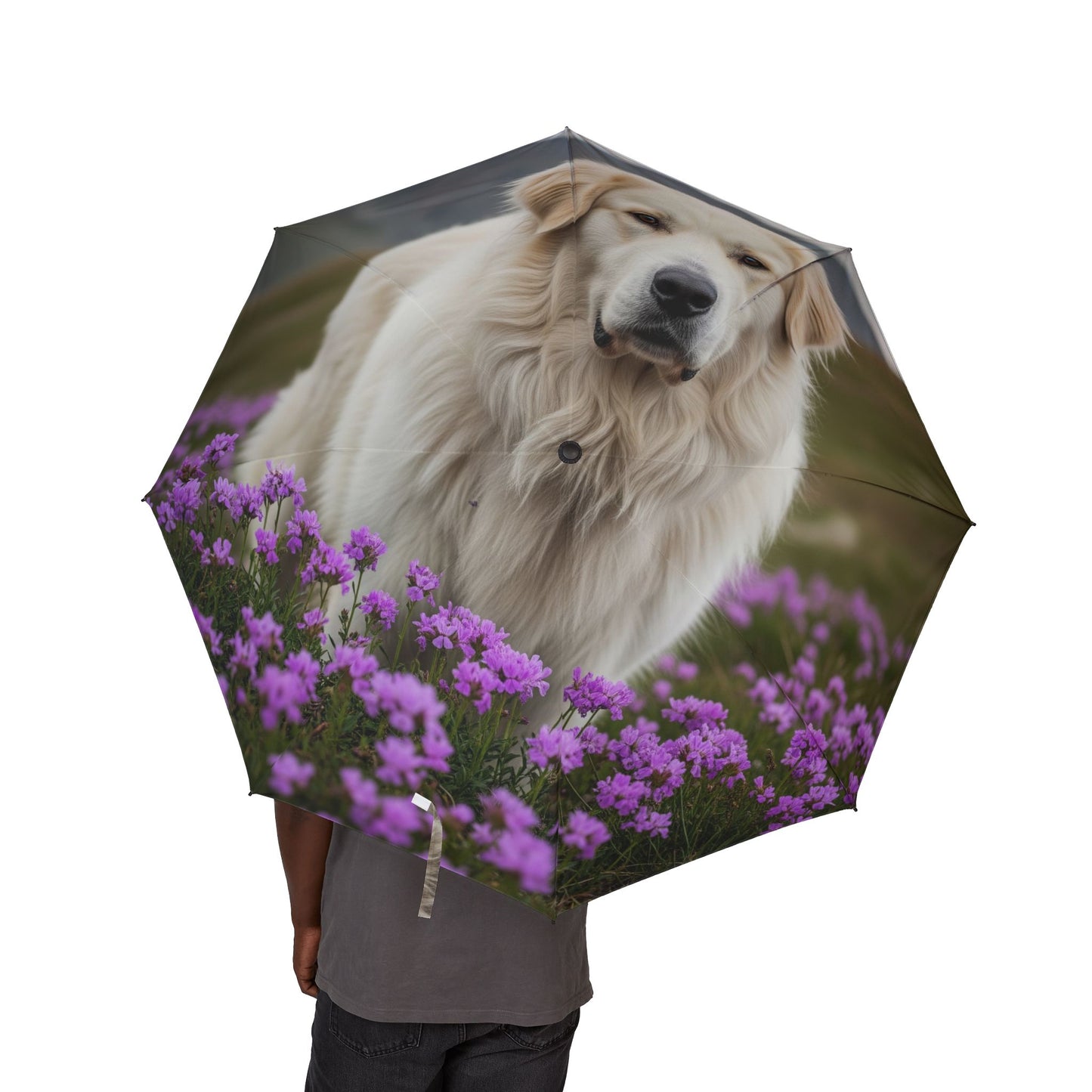 Pyrenean Mountain Dog Semi-Automatic Foldable Umbrella