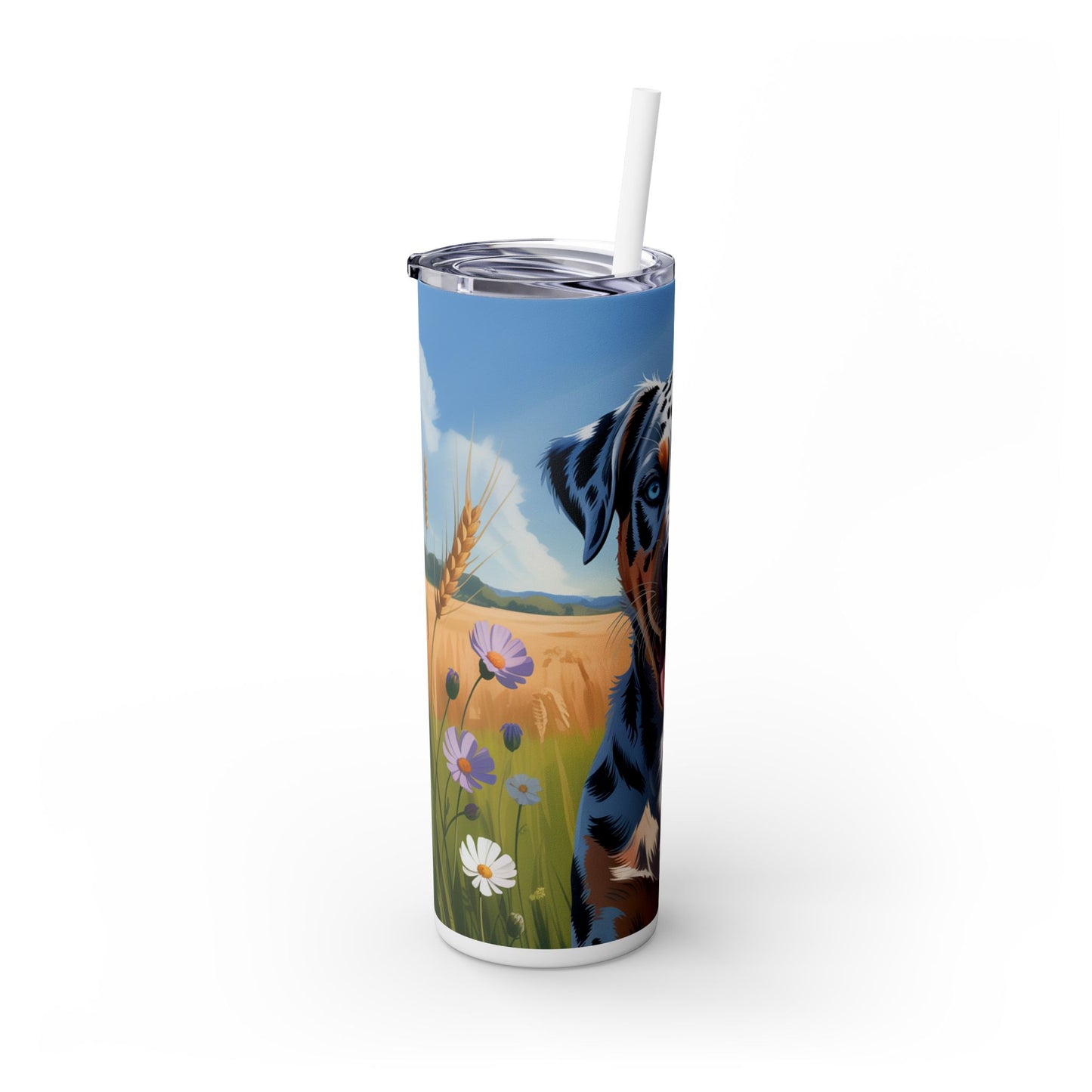 Catahoula Leopard Dog Skinny Tumbler with Straw, 20oz