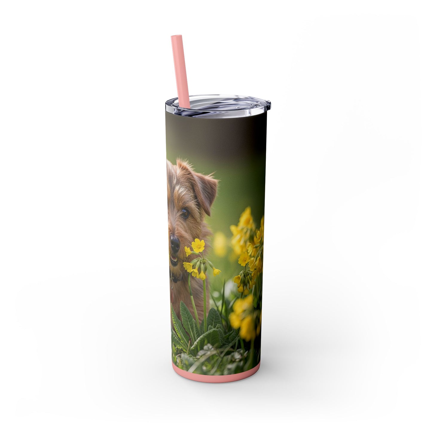 Norfolk Terrier Skinny Tumbler with Straw, 20oz