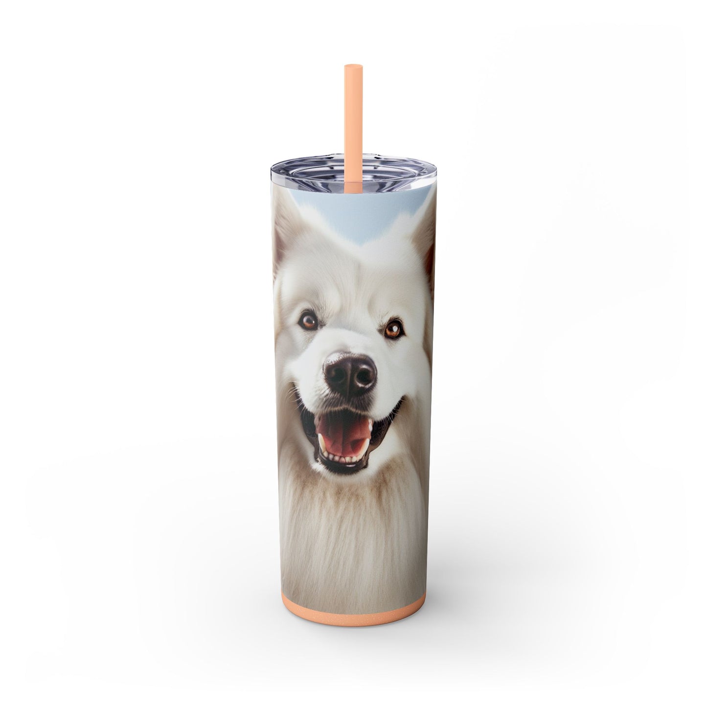 White Swiss Shepherd Dog Skinny Tumbler with Straw, 20oz