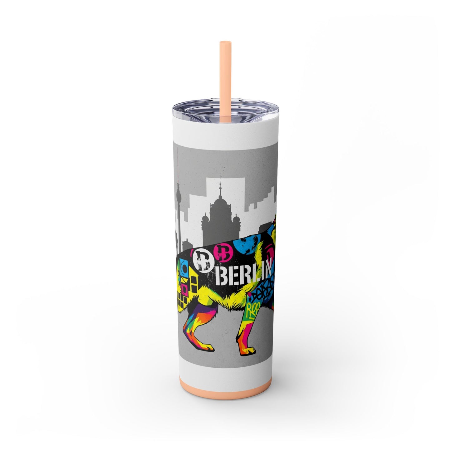 German Shepherd Skinny Tumbler with Straw, 20oz