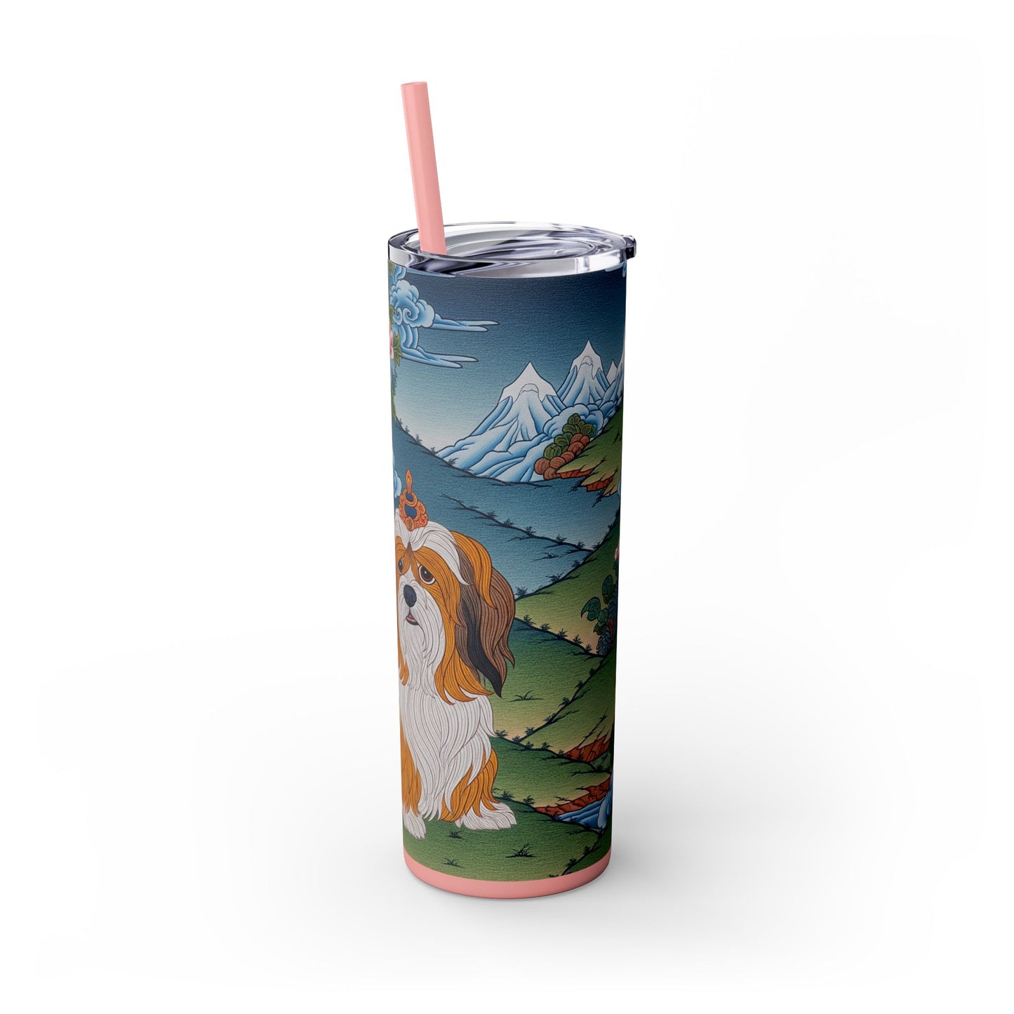 Lhasa Apso Skinny Tumbler with Straw, 20oz
