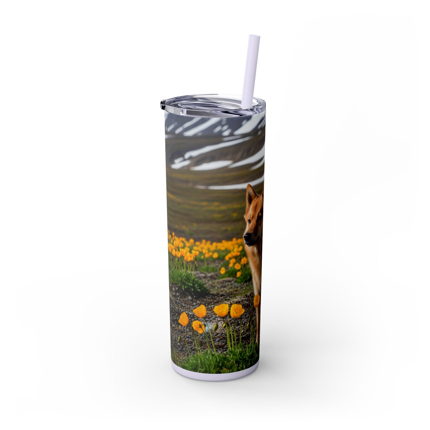 Norwegian Buhund Skinny Tumbler with Straw, 20oz