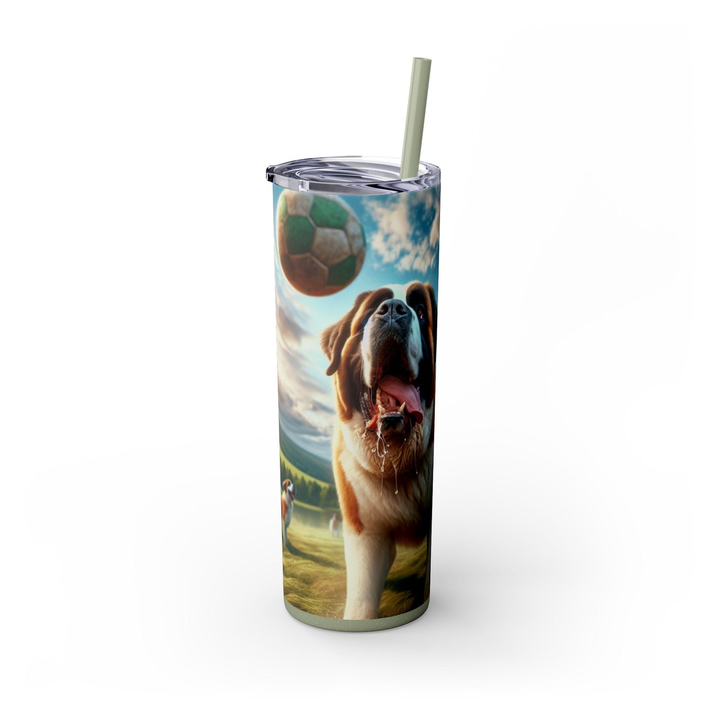 Saint Bernard Skinny Tumbler with Straw, 20oz