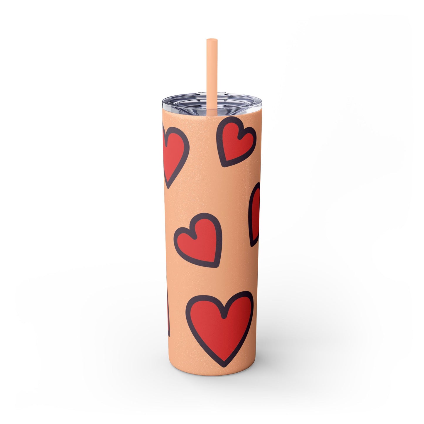 Hearts Skinny Tumbler with Straw, 20oz