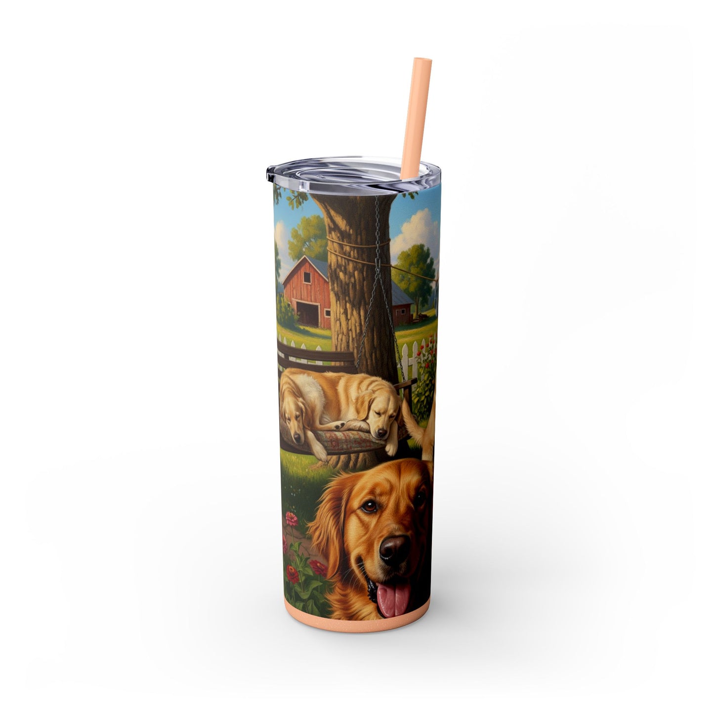 Golden Retriever Skinny Tumbler with Straw, 20oz