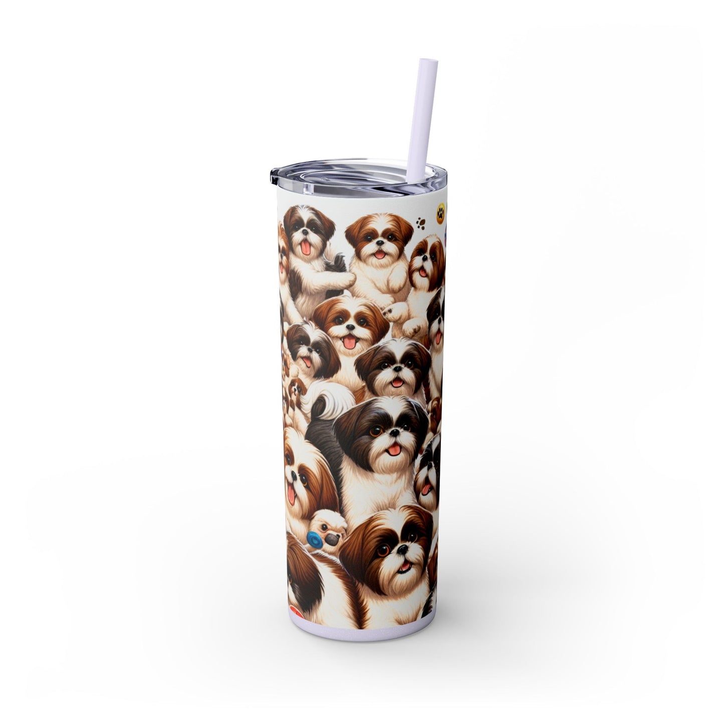 Shih Tzu Skinny Tumbler with Straw, 20oz