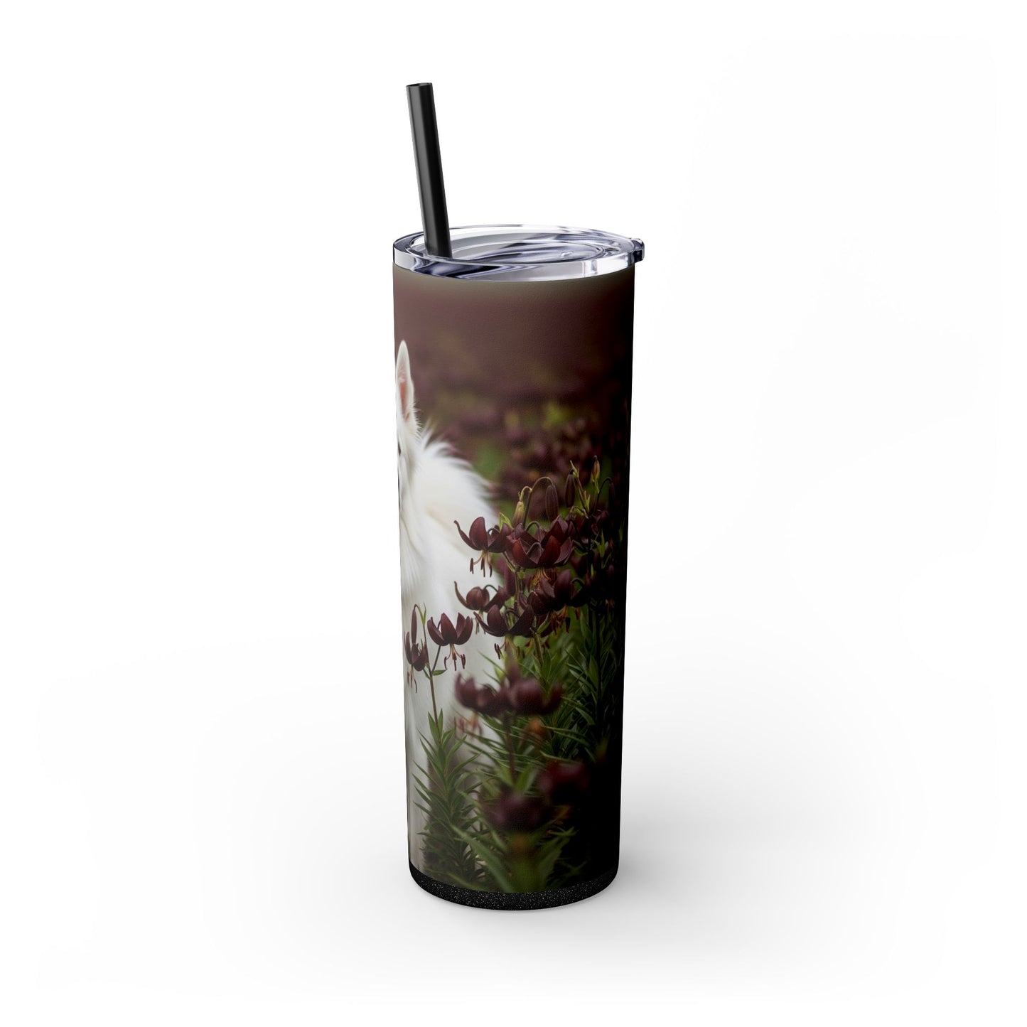 American Eskimo Dog Skinny Tumbler with Straw, 20oz