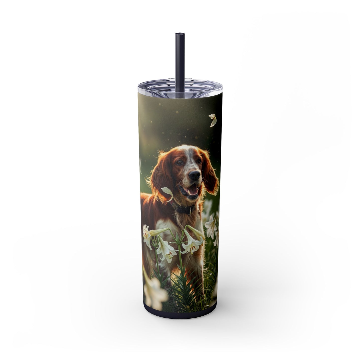 Irish Red and White Setter Tumbler with Straw, 20oz