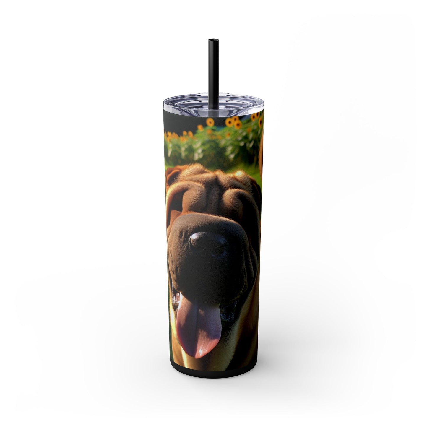 Shar Pei Skinny Tumbler with Straw, 20oz