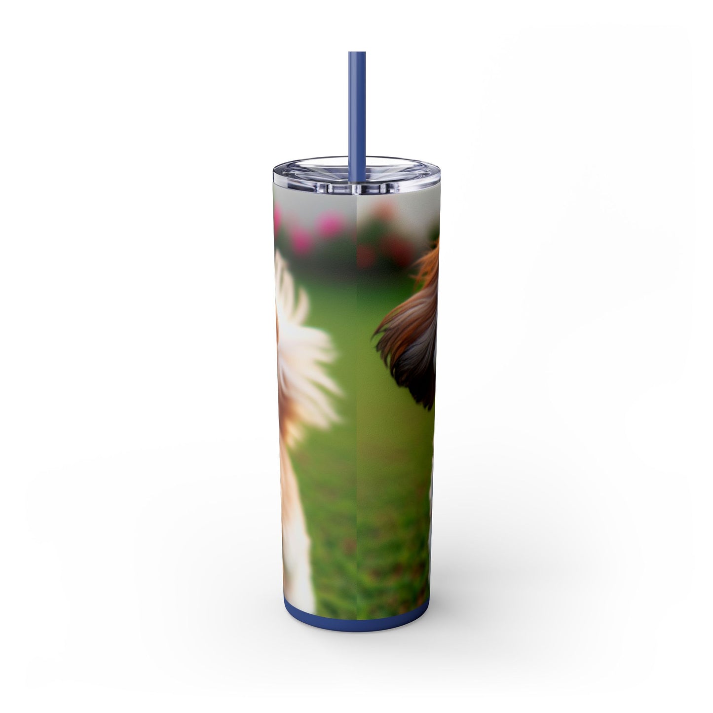 Shih-poo Skinny Tumbler with Straw, 20oz