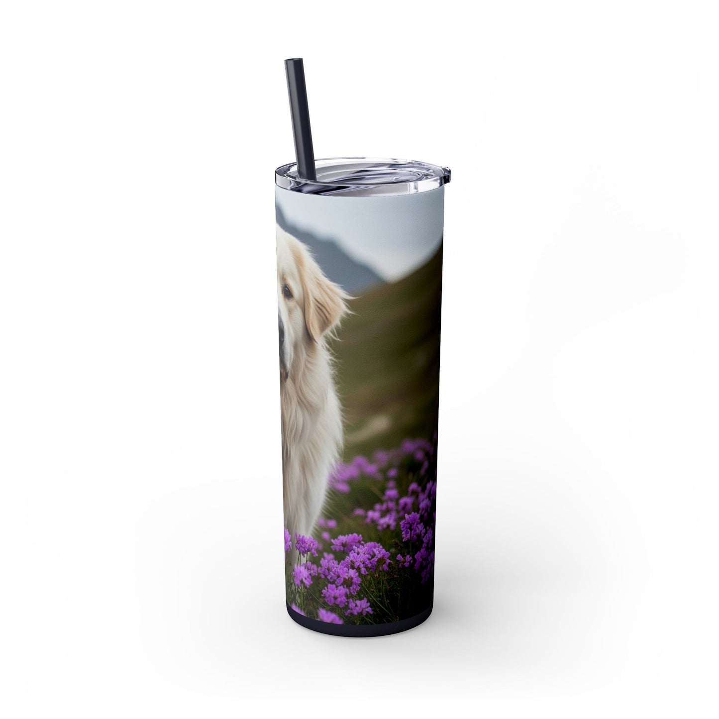 Pyrenean Mountain Dog Skinny Tumbler with Straw, 20oz