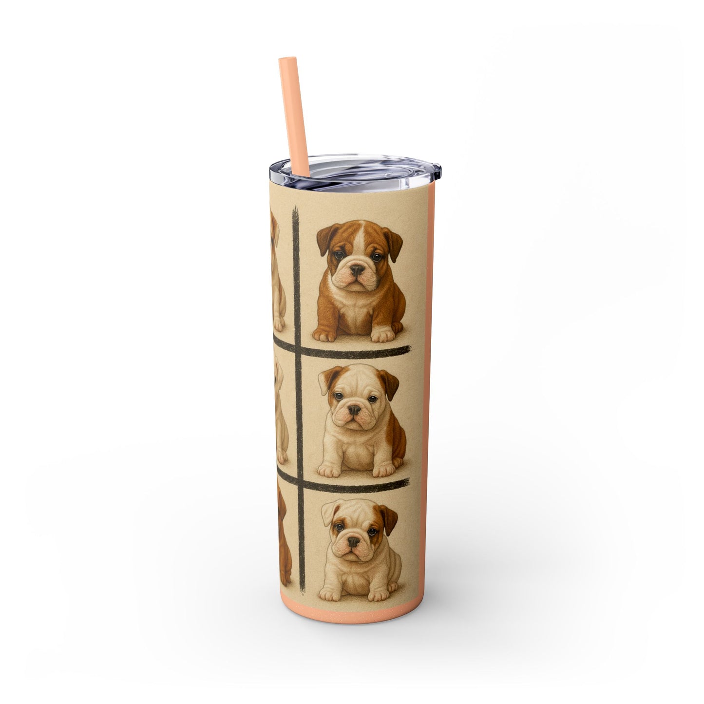 Bulldog puppies Tumbler with Straw, 20oz