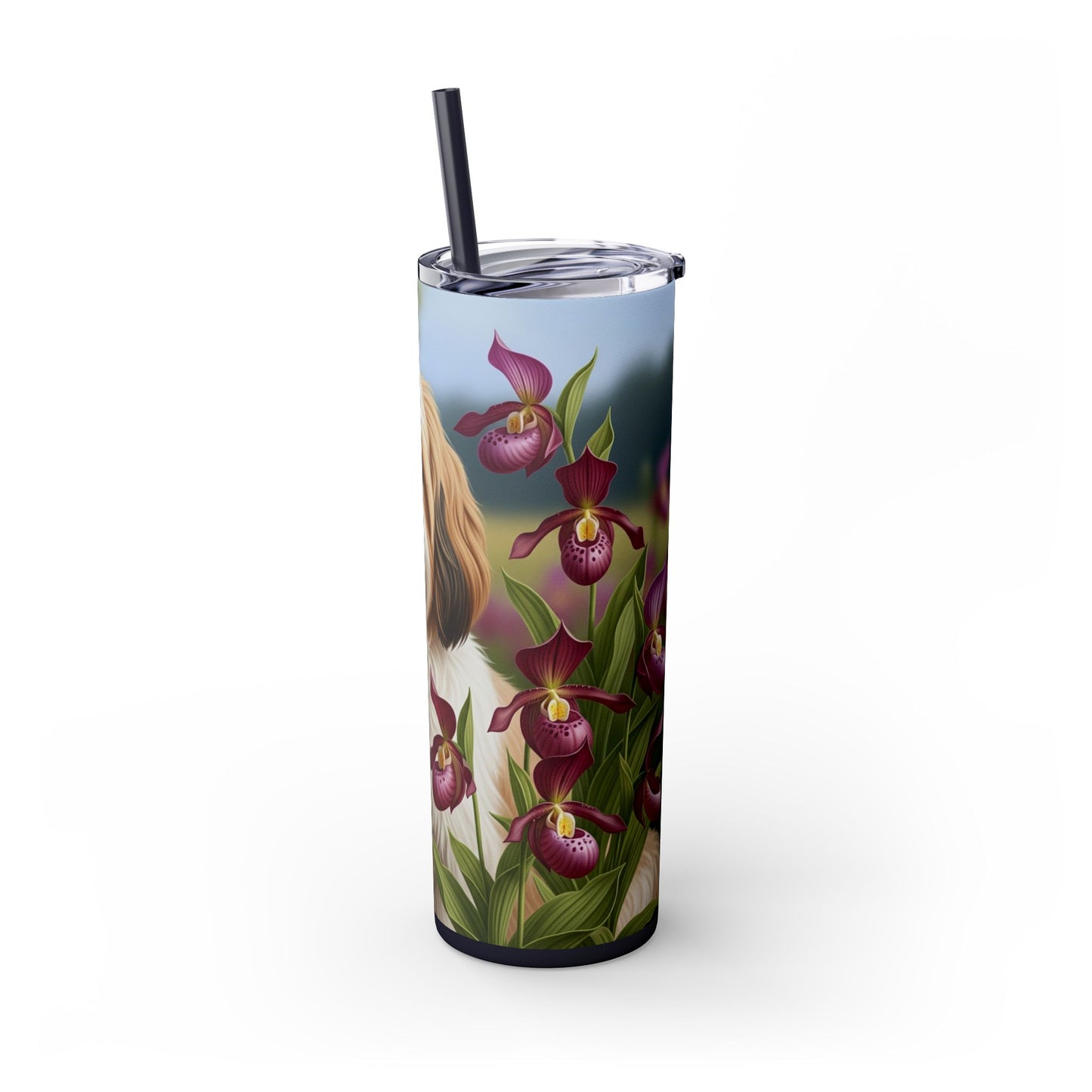 Lhasa Apso Skinny Tumbler with Straw, 20oz