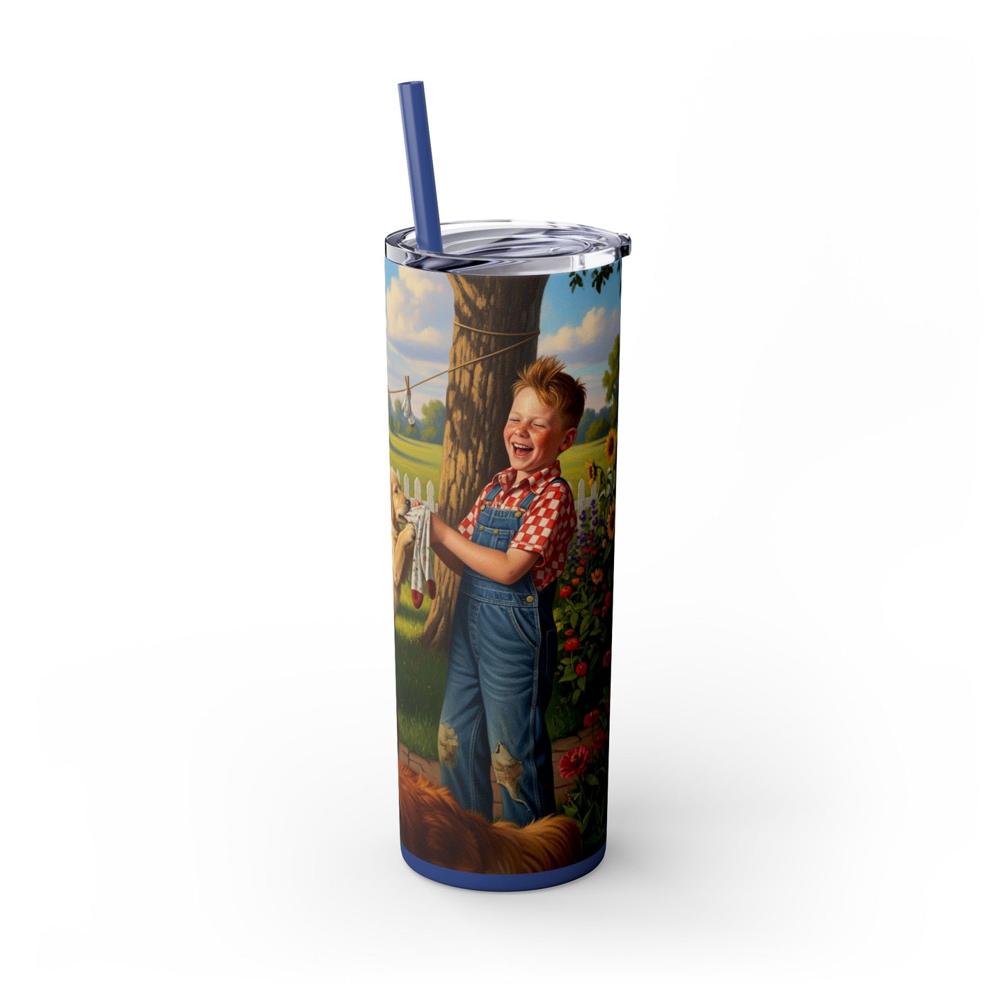 Golden Retriever Skinny Tumbler with Straw, 20oz
