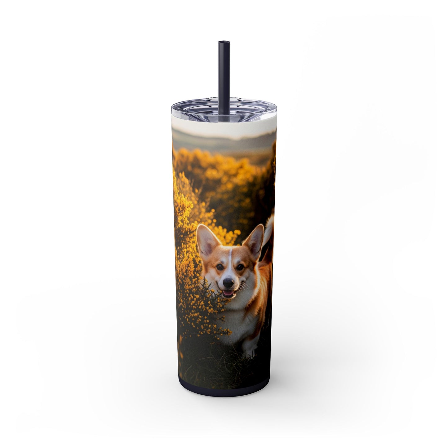 Pembroke Welsh Corgi Skinny Tumbler with Straw, 20oz