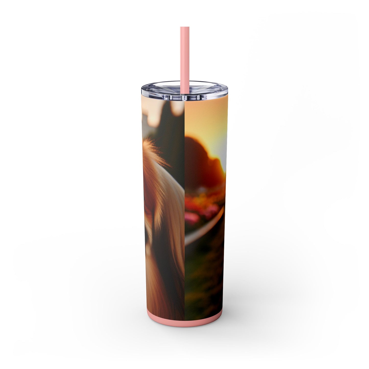 Pekingese Skinny Tumbler with Straw, 20oz