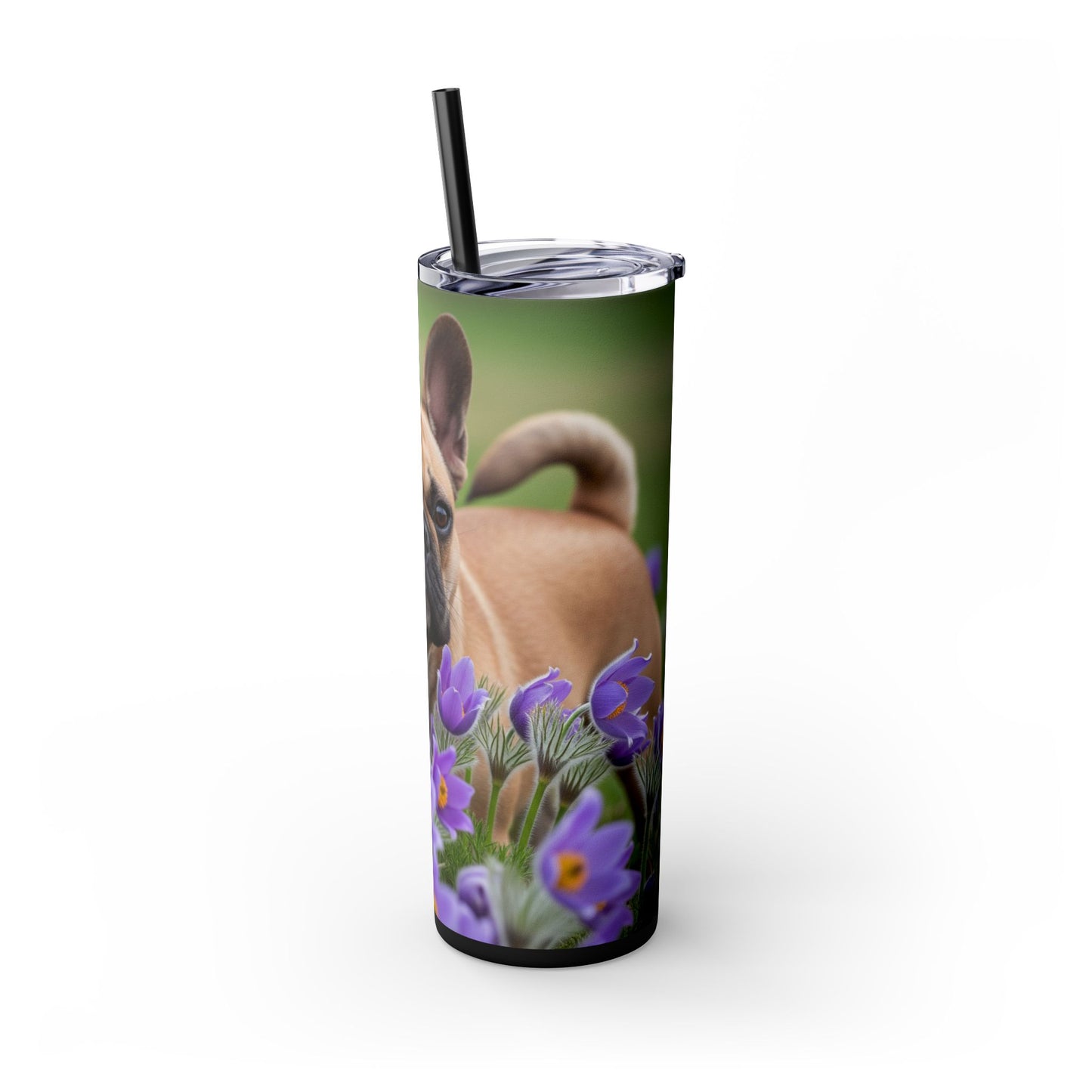 French Bulldog Skinny Tumbler with Straw, 20oz