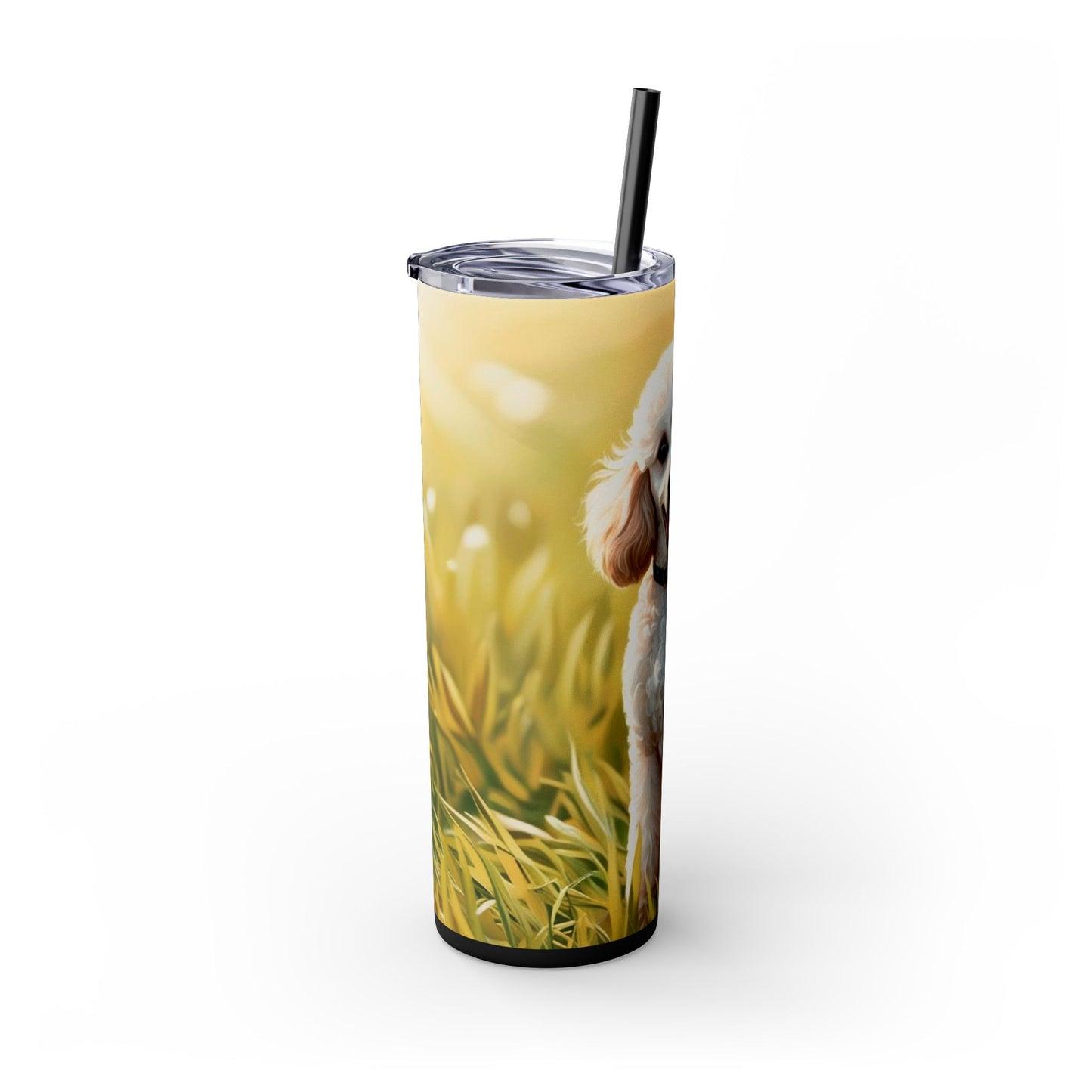 Miniature Poodle Skinny Tumbler with Straw, 20oz