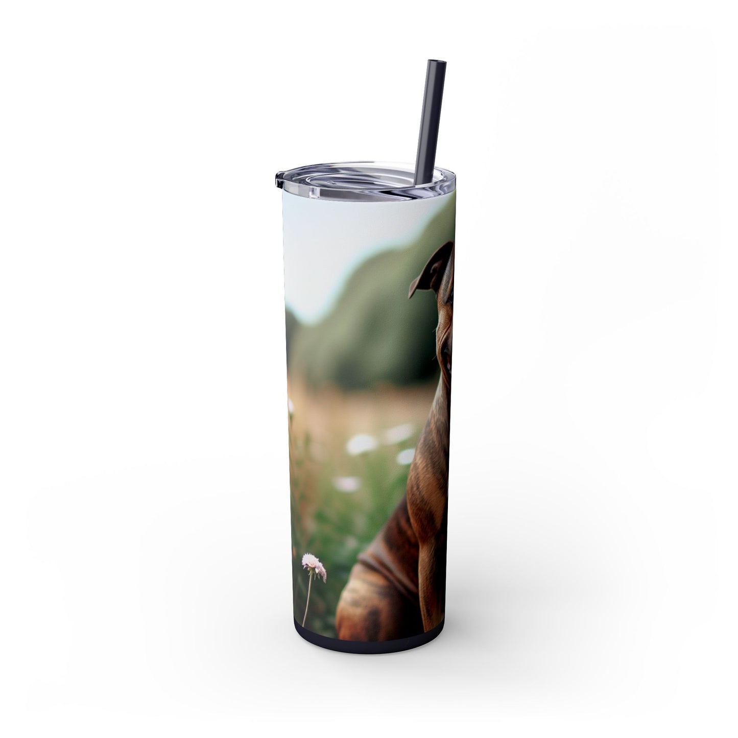 Staffordshire Bull Terrier Skinny Tumbler with Straw, 20oz