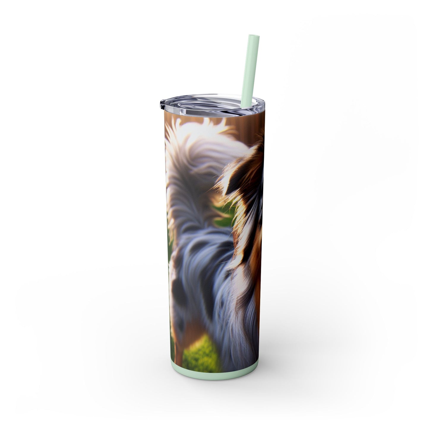 Australian Shepherd Skinny Tumbler with Straw, 20oz