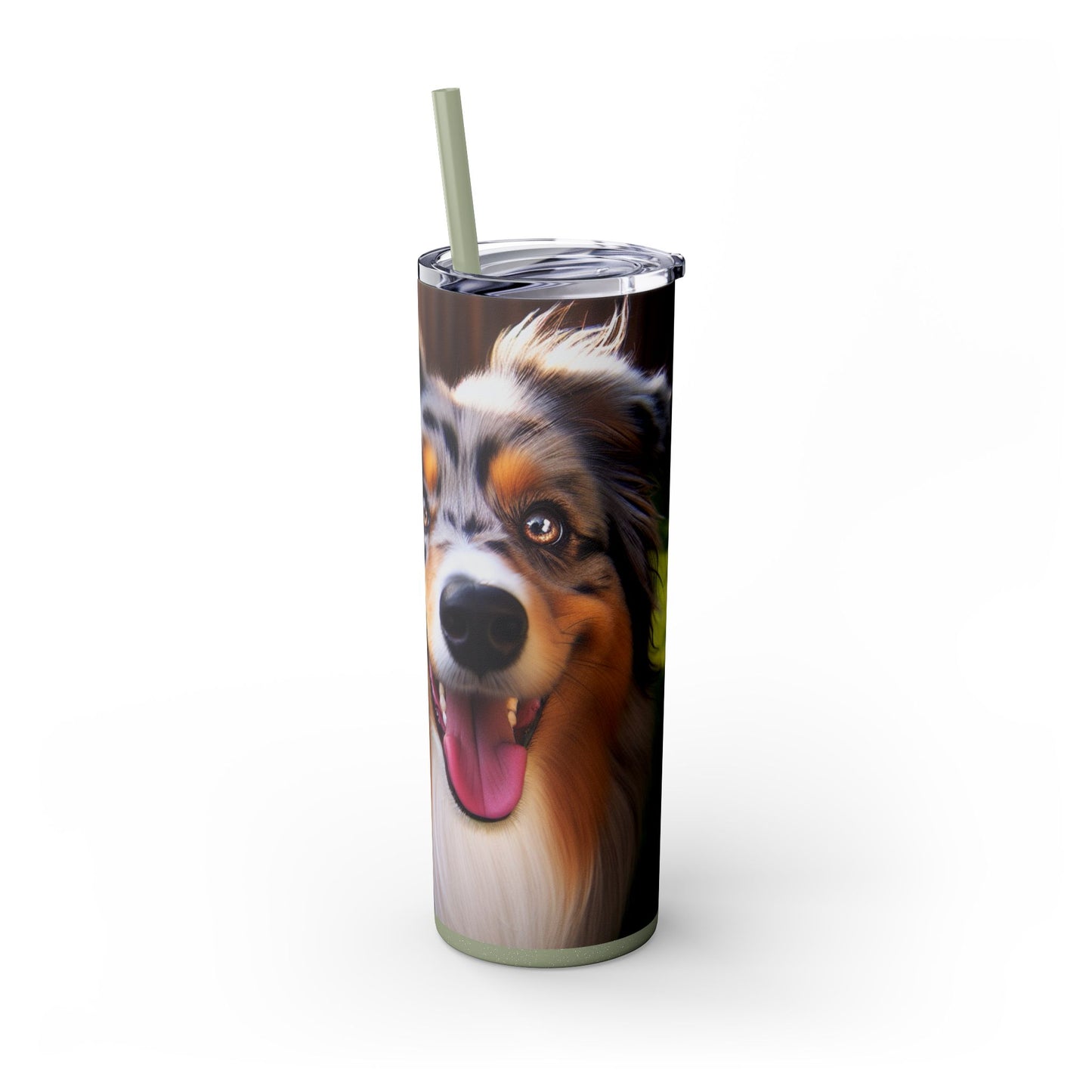 Australian Shepherd Skinny Tumbler with Straw, 20oz