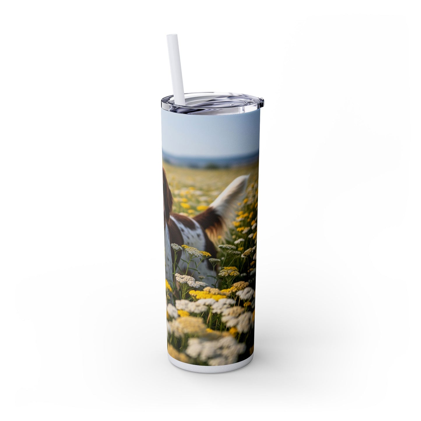 Drentsche Patrijshond Skinny Tumbler with Straw, 20oz