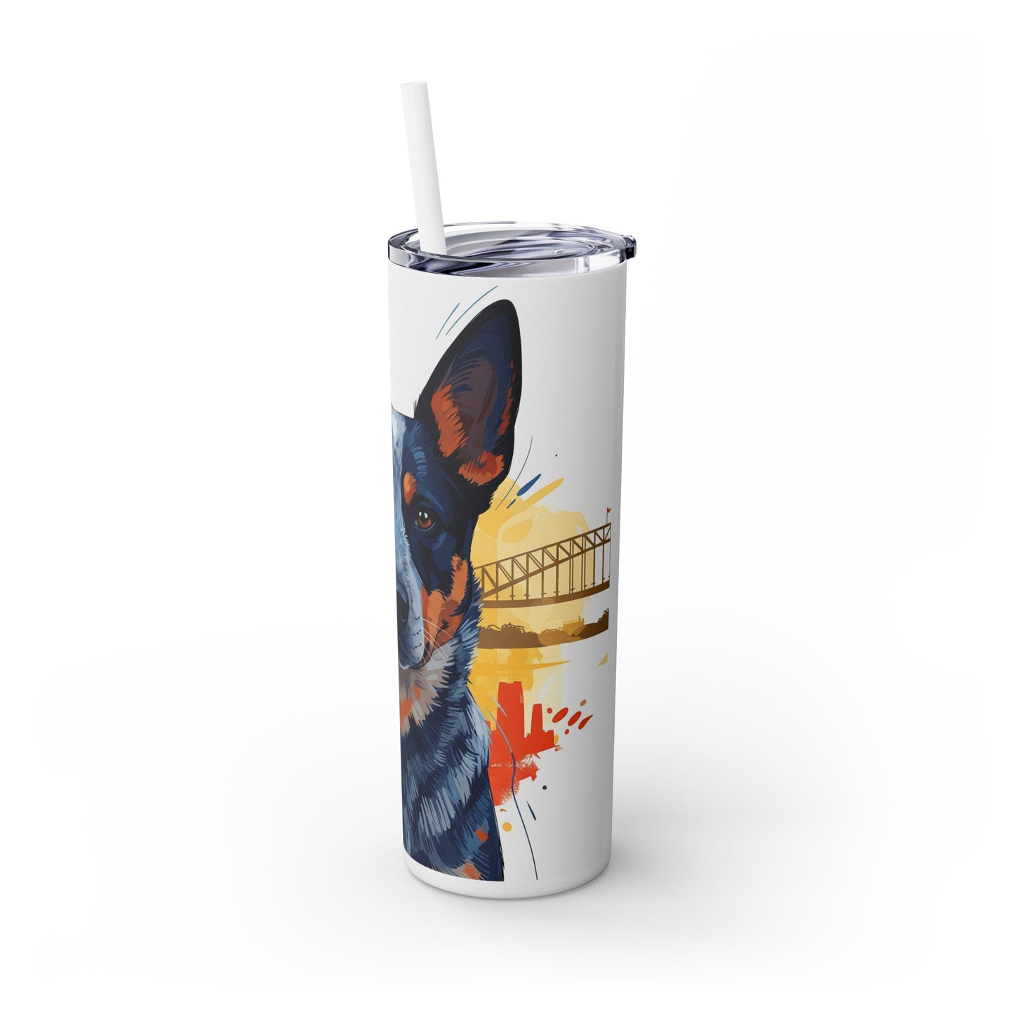 Australian Cattle Dog Skinny Tumbler with Straw, 20oz