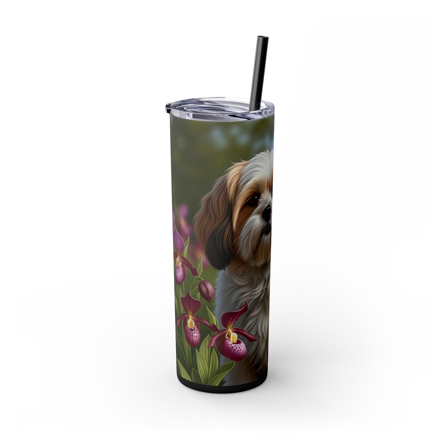 Lhasa Apso Skinny Tumbler with Straw, 20oz