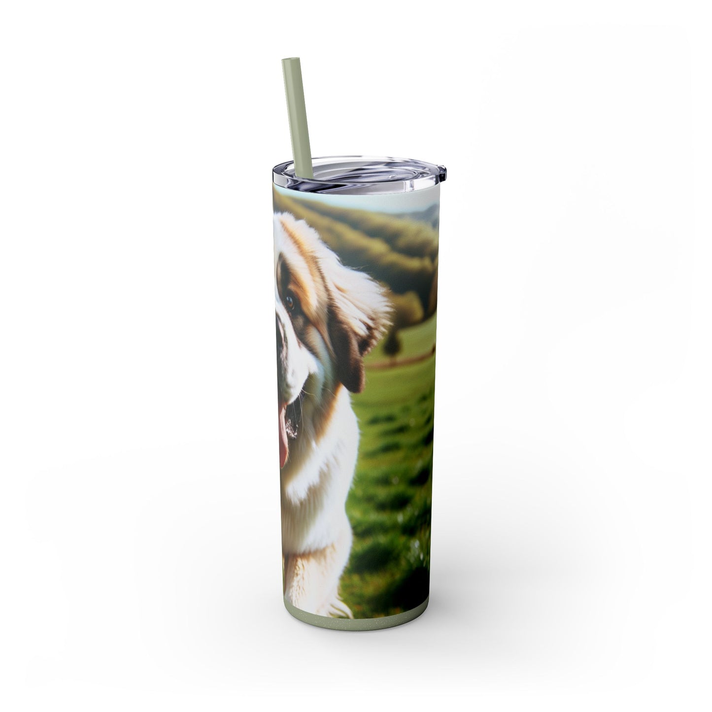 Pyrenean Mastiff Skinny Tumbler with Straw, 20oz