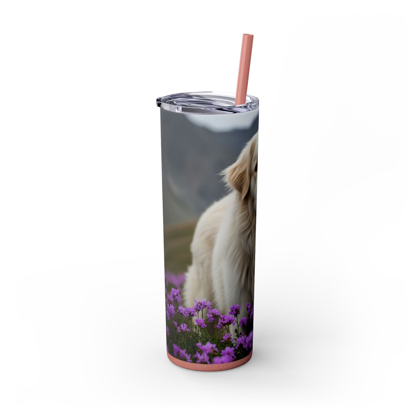 Pyrenean Mountain Dog Skinny Tumbler with Straw, 20oz
