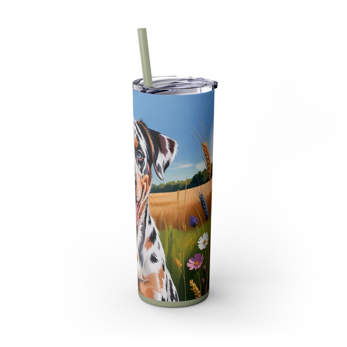Catahoula Leopard Dog Skinny Tumbler with Straw, 20oz